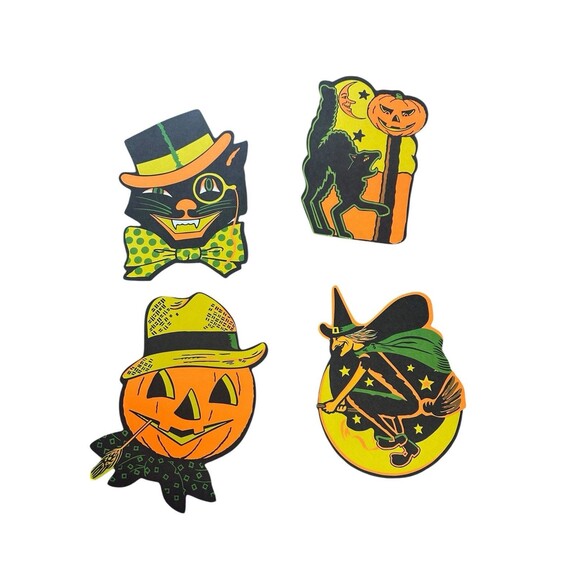 Beistle Halloween Cutouts Vintage Halloween Designs 4 pack Wall Window Decor - Picture 4 of 7